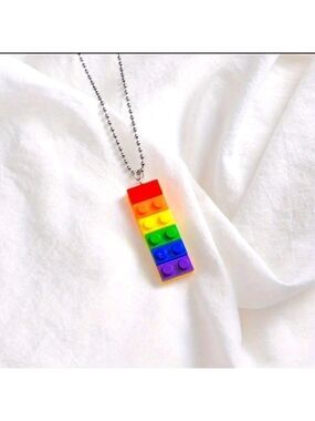 1 Rainbow Blocks Pendant Necklace, Pride, LGBTQIA